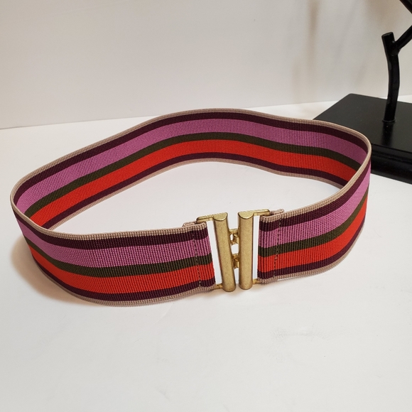 Accessories - Elastic Multi Colored Brass Buckle Belt